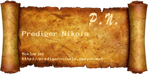 Prediger Nikola névjegykártya